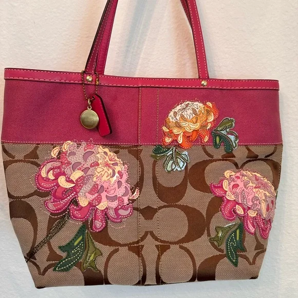 Coach Bags Coach Flower Applique Pink Tote Bag Poshmark